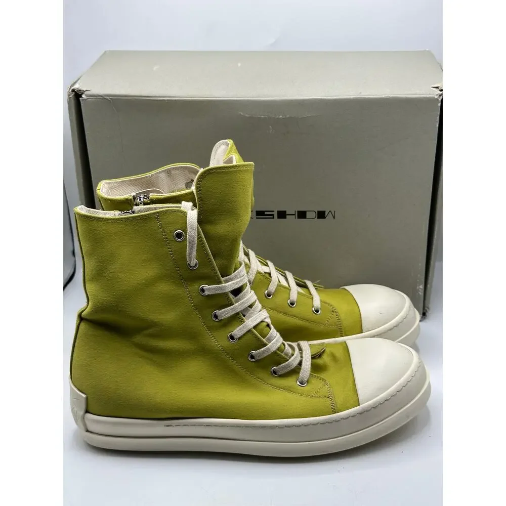 RICK OWENS DRKSHDW High Sneakers Ramones Canvas Acid Milk Sz 45/US 12 $1090